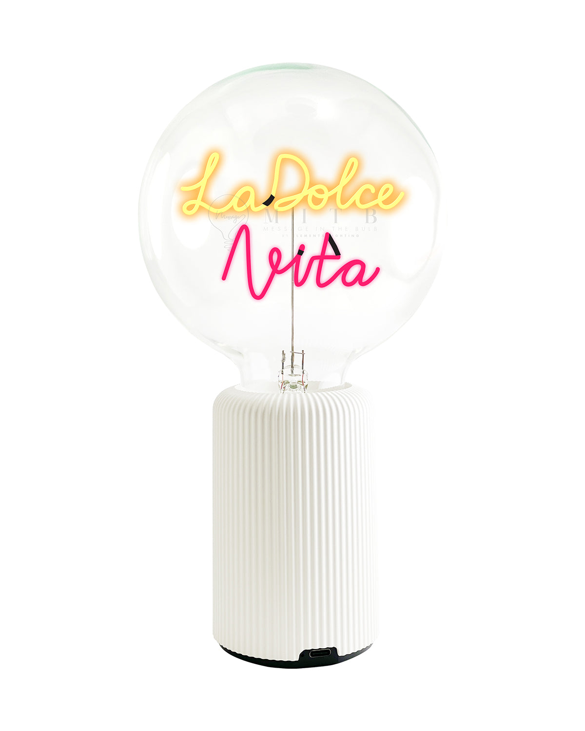 Bulb DOLCE VITA  Amber/ Red with Base Table Lamp PORTABLE Pop Nomad Pink