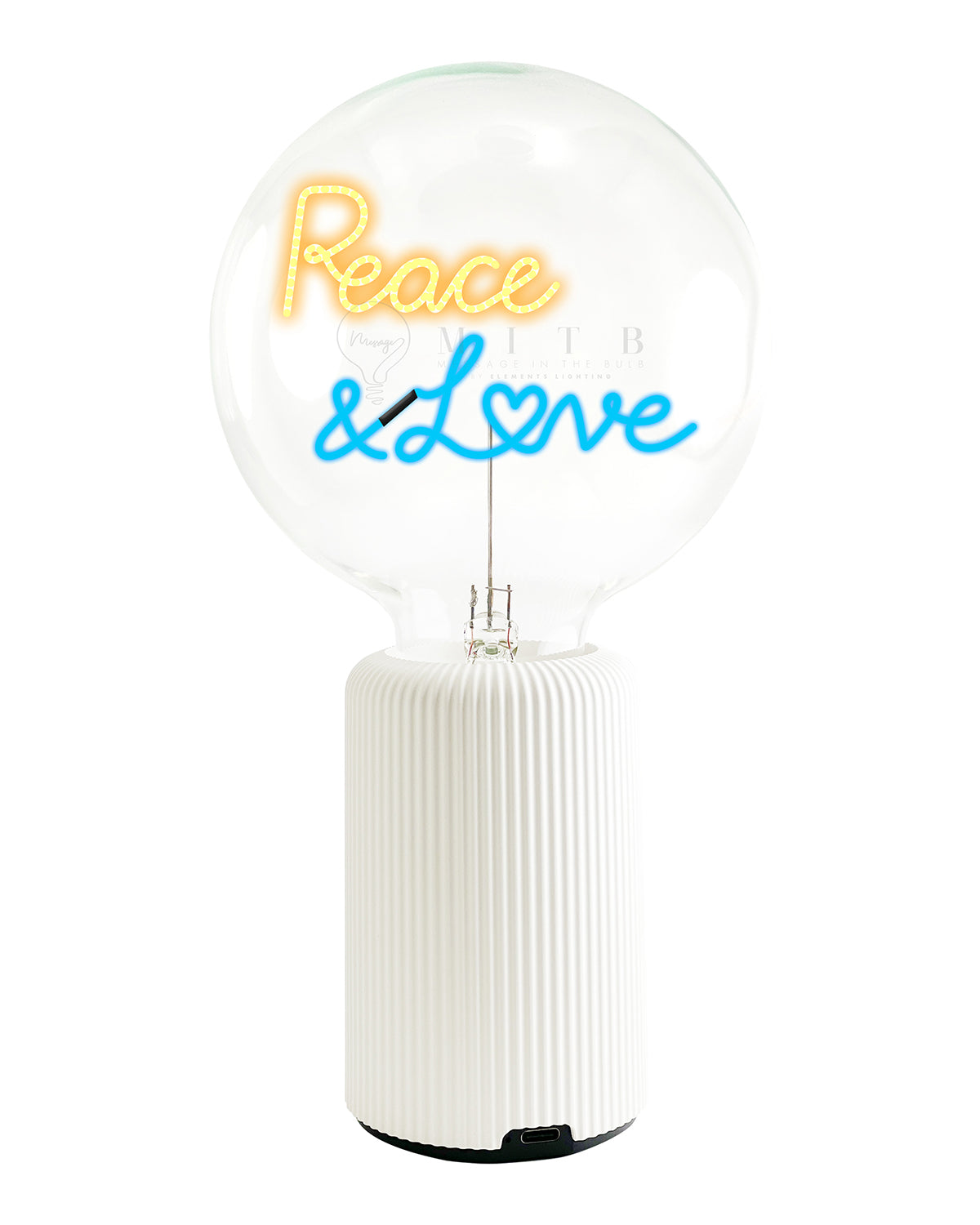 Bulb PEACE AND LOVE Amber/ Blue with Base Table Lamp PORTABLE Pop Nomad Emerald