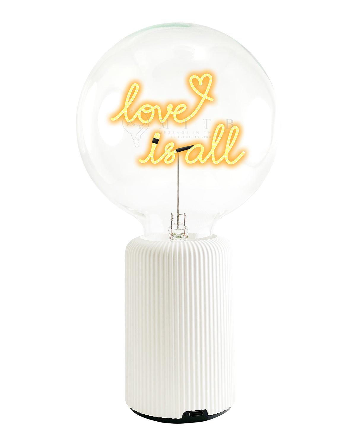 Bulb LOVE IS ALL Amber with Base Table Lamp PORTABLE Pop Nomad Yellow