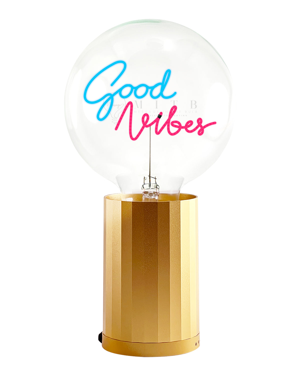 Bulb GOOD VIBES Blue/ Red with Base Table Lamp PORTABLE Black