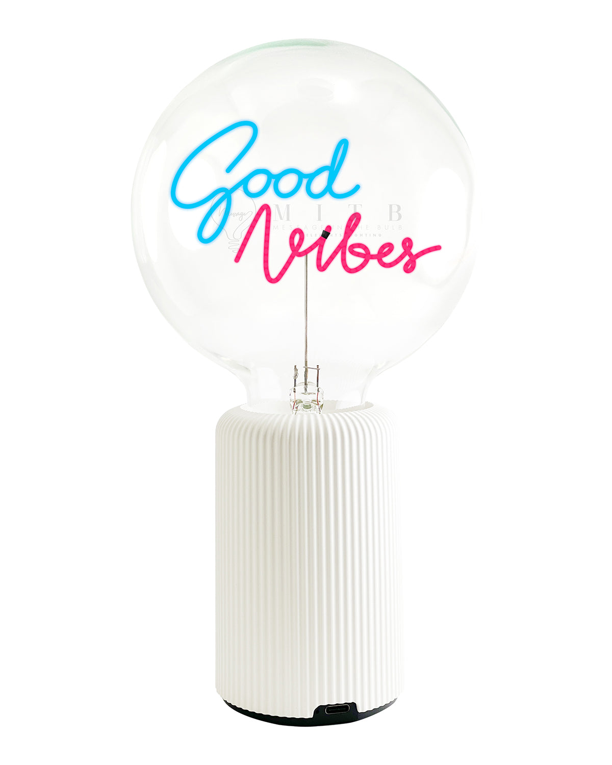 Bulb GOOD VIBES Blue/ Red with Base Table Lamp PORTABLE Pop Nomad White