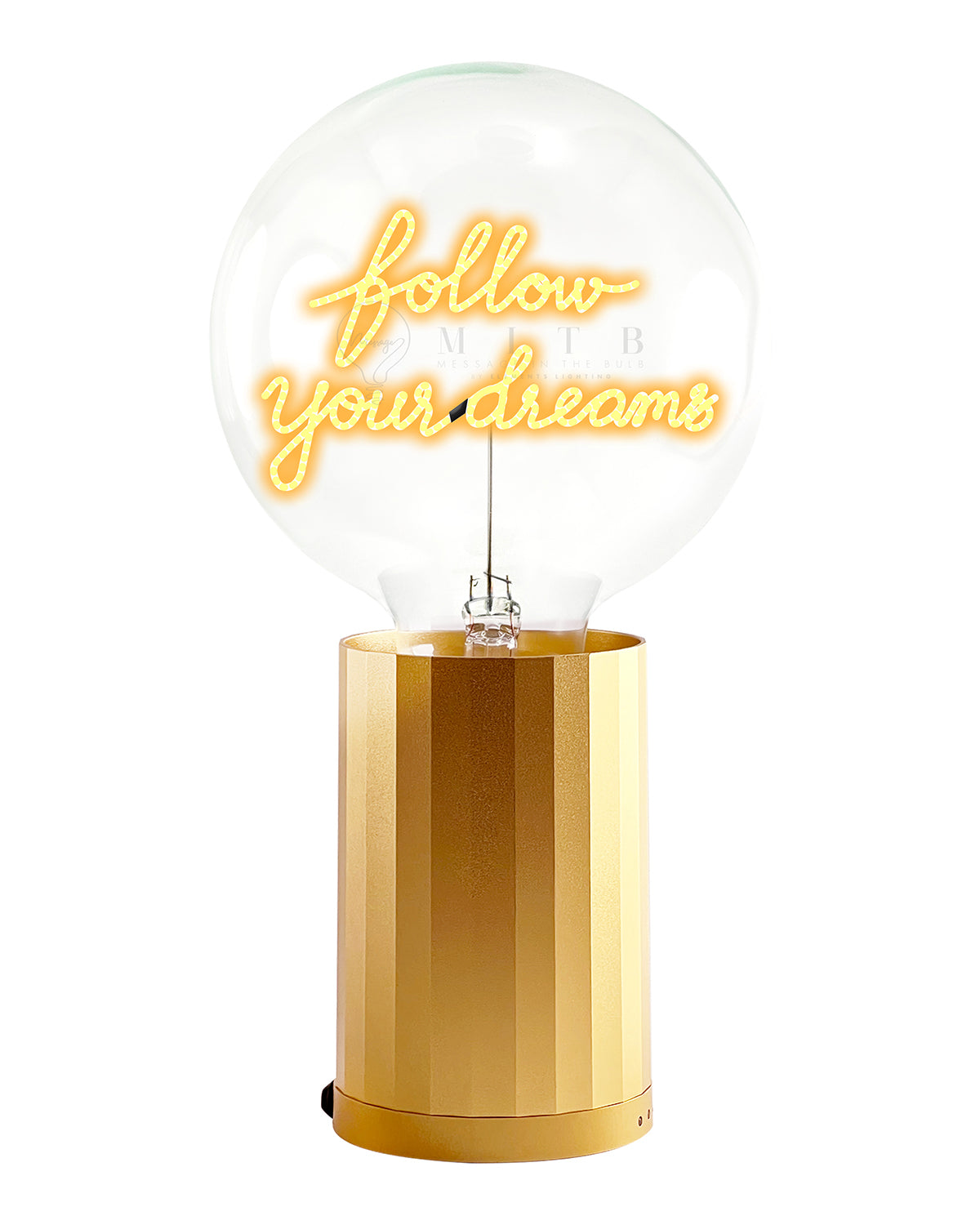 Bulb FOLLOW YOUR DREAMS Amber with Base Table Lamp PORTABLE Rose Gold