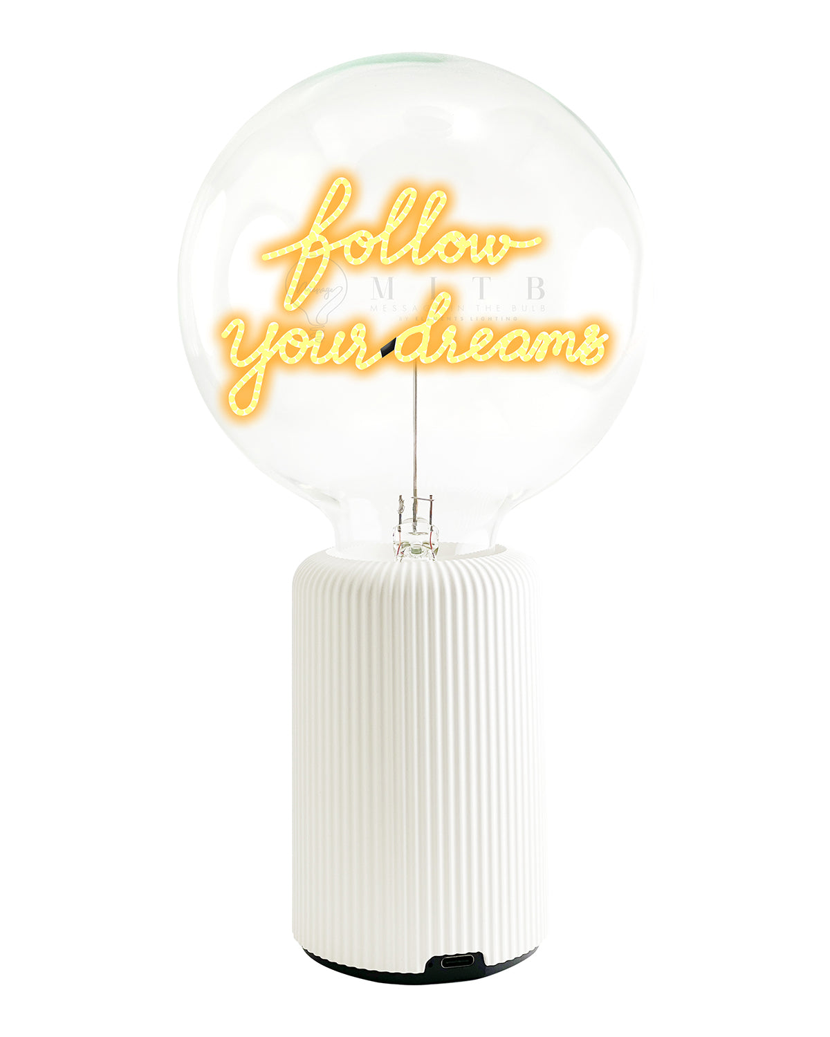 Bulb FOLLOW YOUR DREAMS Amber with Base Table Lamp PORTABLE Pop Nomad White
