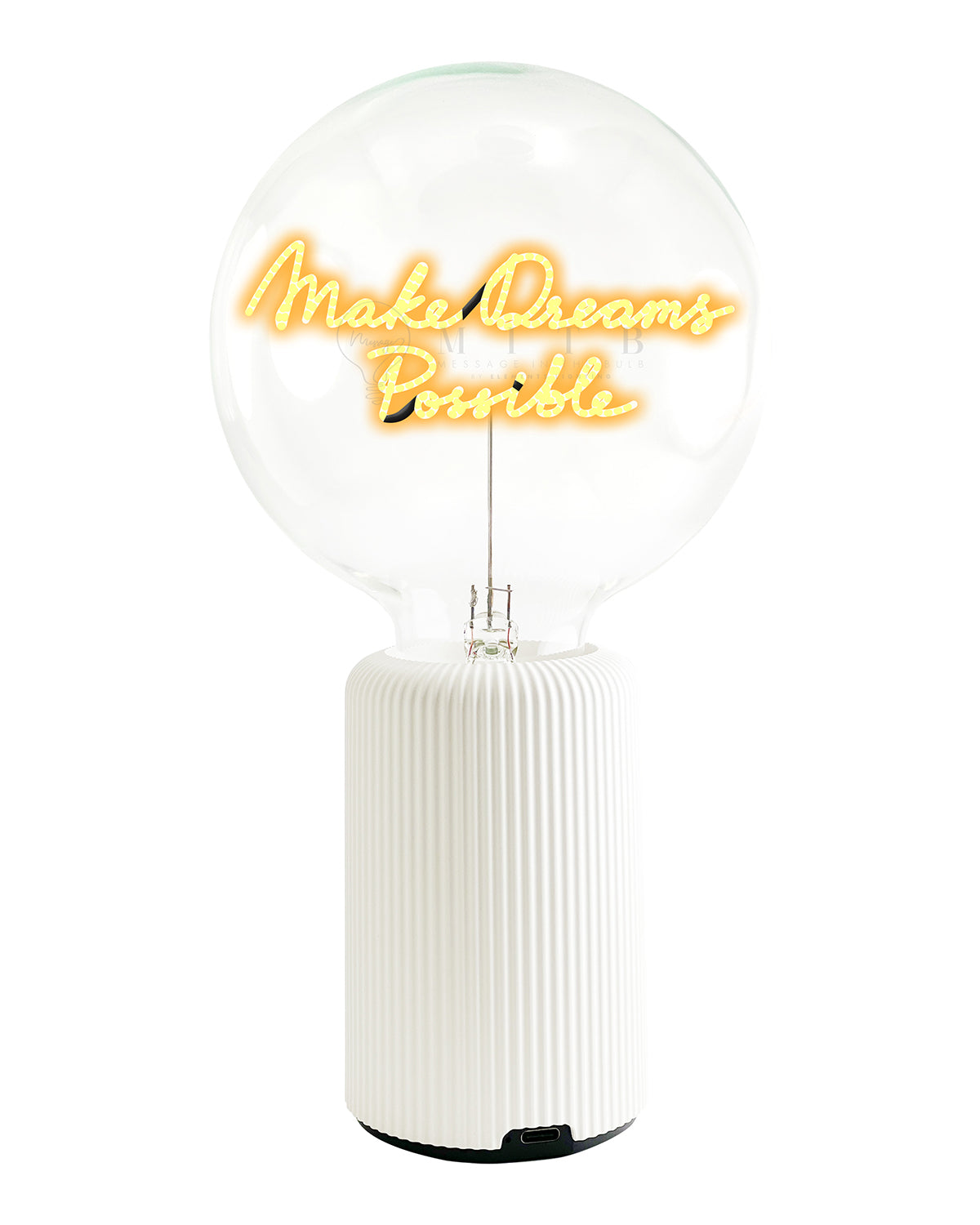 Bulb MAKE DREAMS POSSIBLE Amber with Base Table Lamp PORTABLE Pop Nomad Olive