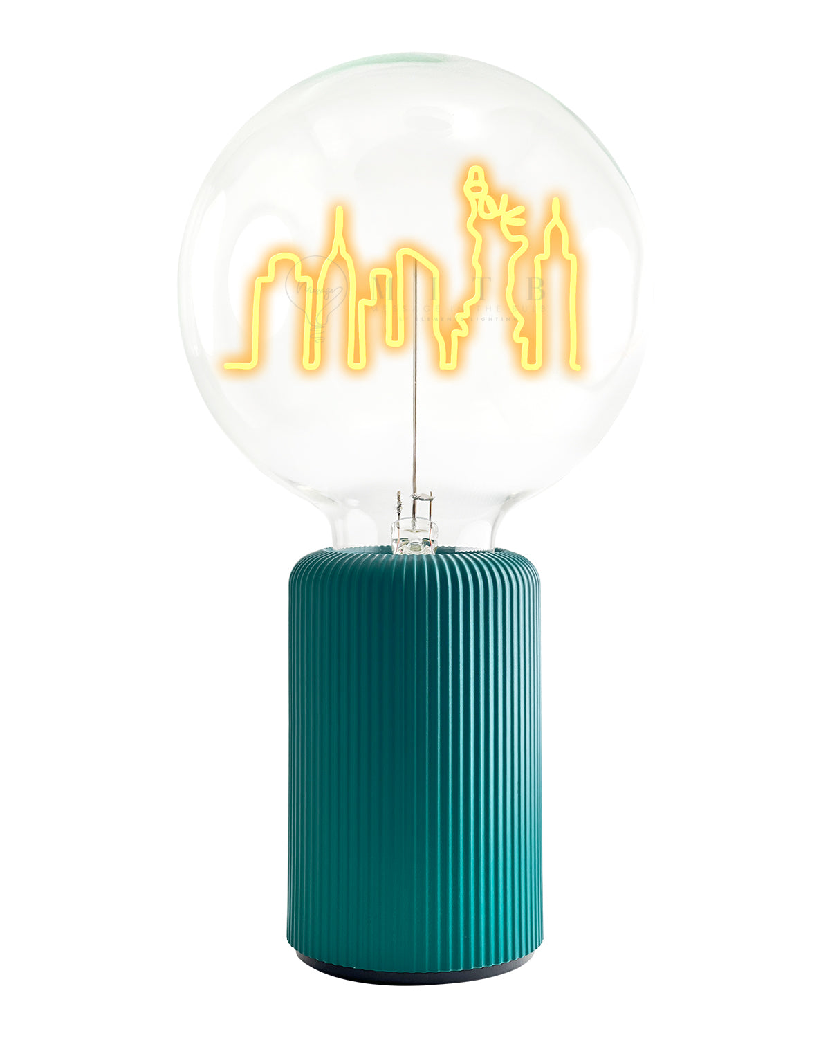 Elements Lighting Bulb NEW YORK SKYLINE Amber with Base Table Lamp PORTABLE Pop Nomad