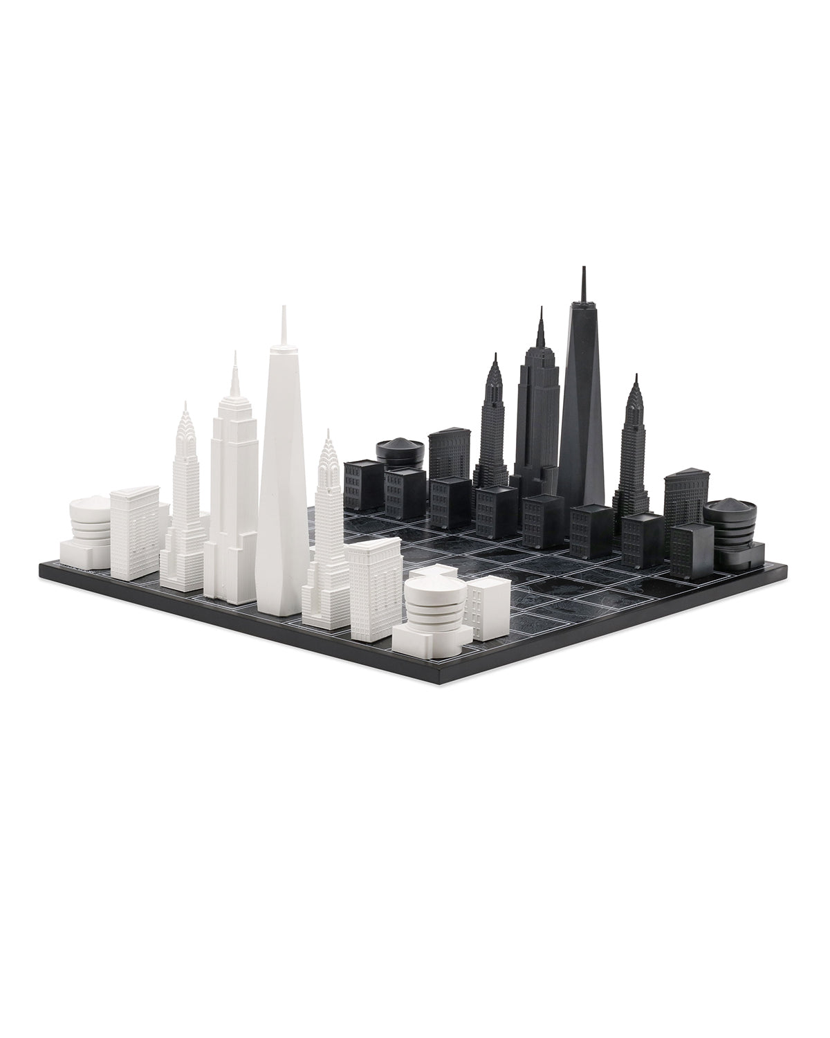 Skyline Chess Chess Set Acrylic NEW YORK Edition with Wood Map Board