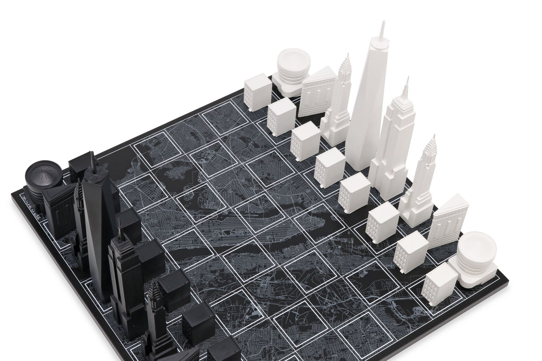 Chess Set Acrylic NEW YORK Edition with NEW YORK Map Board